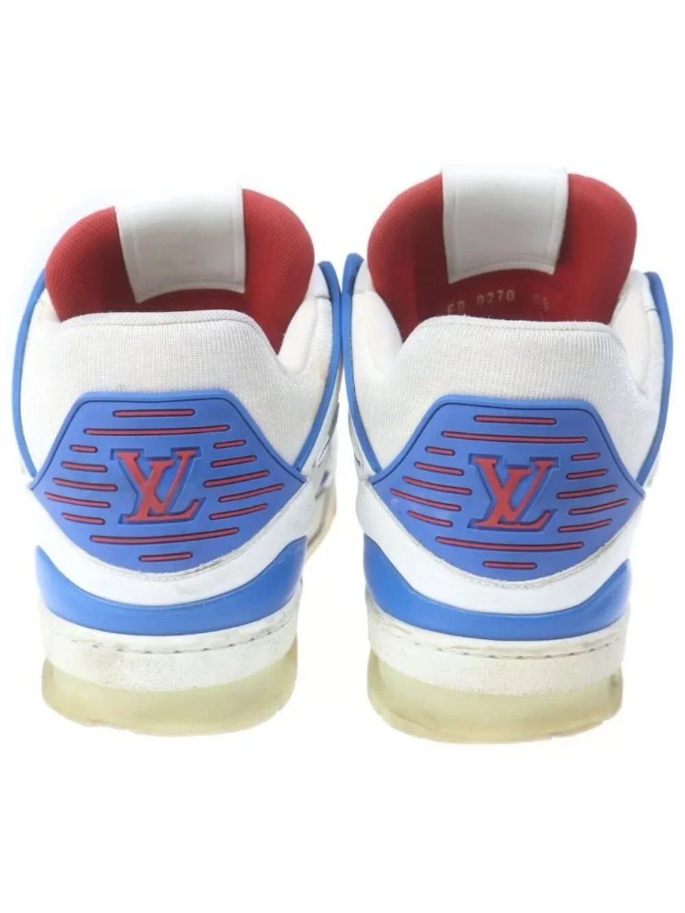 Louis Vuitton Line Lace Up Low Cut Sneakers White Blue - Picture 3 of 6